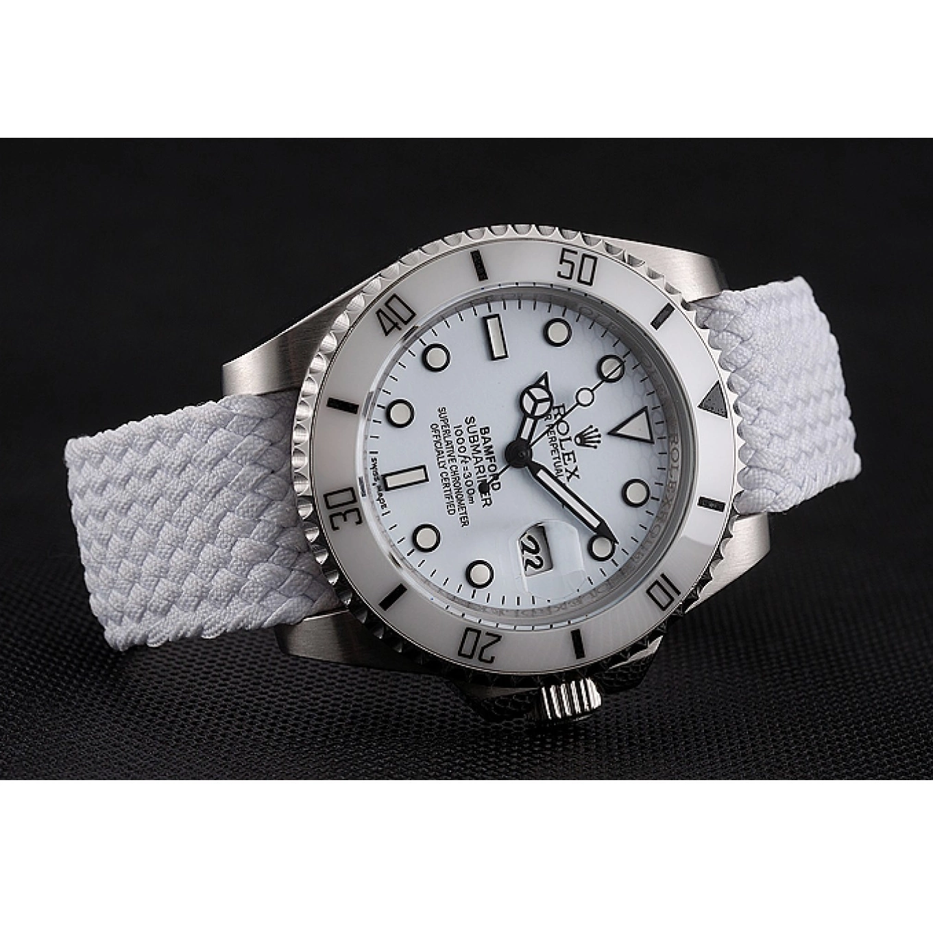 Rolex aaa copy White Bracelet White Rolex Submariner Fabric Dial Bamford 1453867 0729